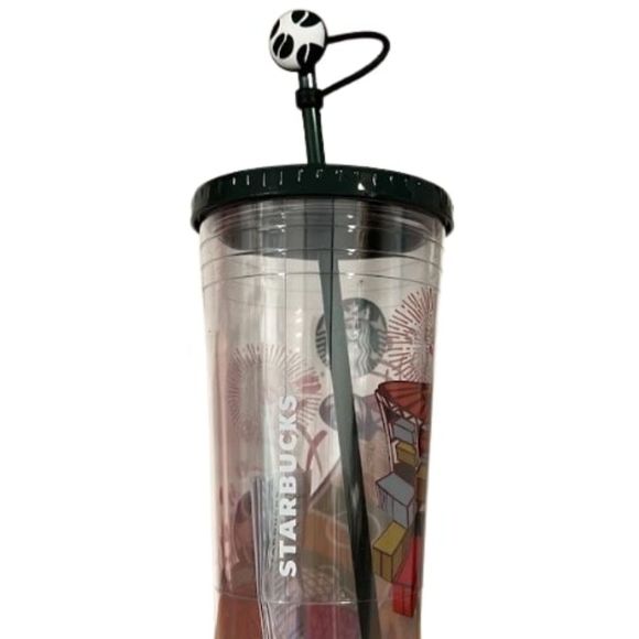 Starbucks 2022 World Cup Football/Soccer Cold Cup With Ball Topper 16Oz NWT - Picture 2 of 4